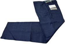 Perry Ellis Men's Slim-Fit Flat Front Dress Pants in Navy-32X30