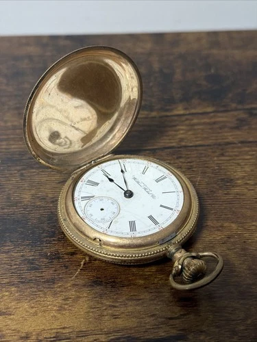 VTG 1896 Waltham Pocket Watch Grade 87, 18s 15j Gold Filled J. Boss 20-Yr Case