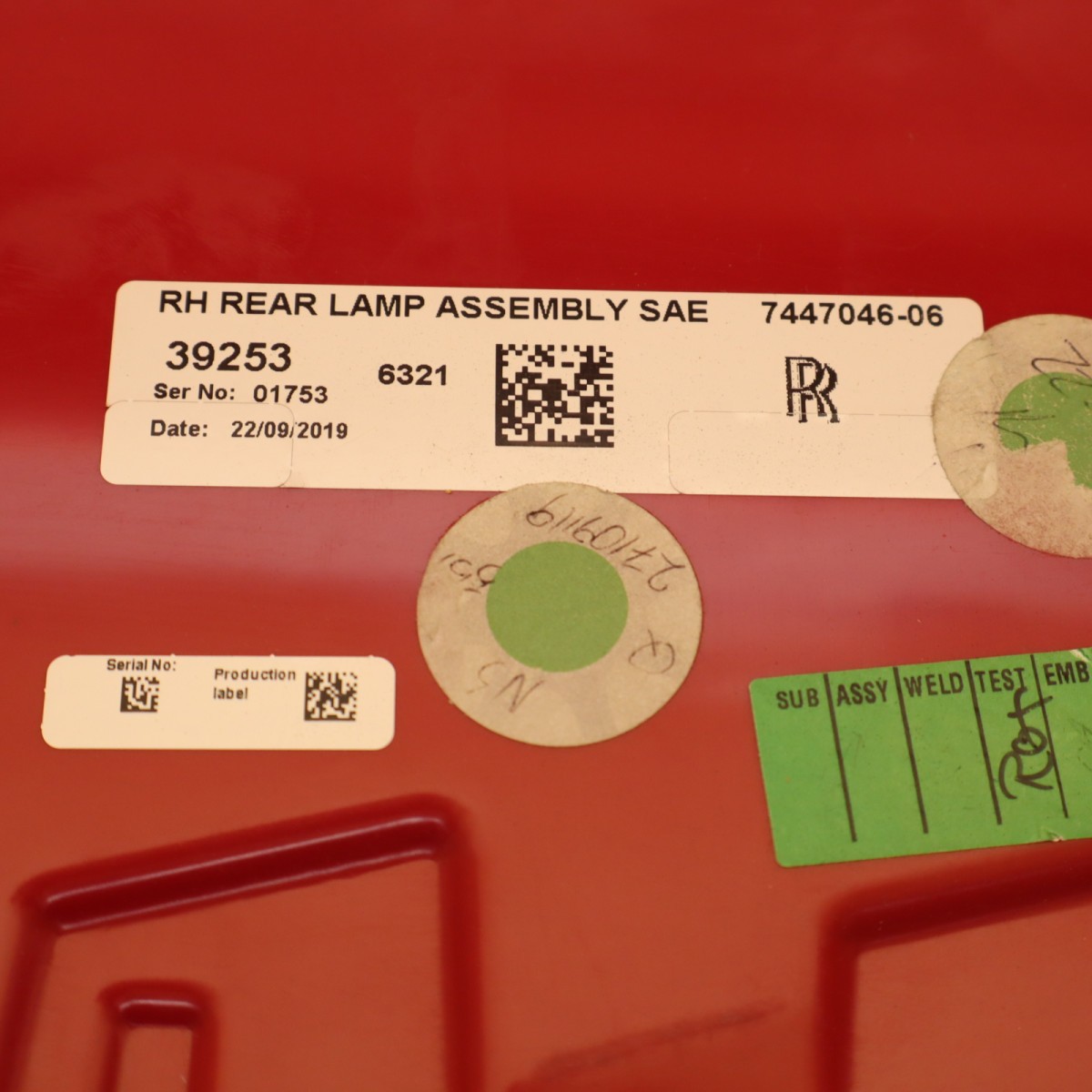 ROLLS ROYCE CULLINAN TAIL LIGHT RIGHT 2017-2021 2022 2023 63217447046 DAMAGED