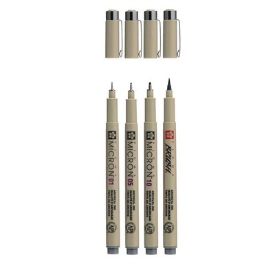 Sakura Pigma Micron Fineliner Set, 4 Sizes, Cool Grey