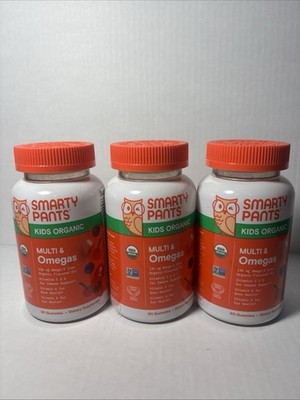 3 PACK - SMARTY PANTS Kids Organic Multi & Omegas 90 Gummies Ea. Exp 07/27 New