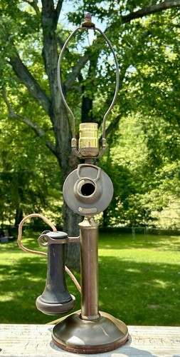 Antique Western Electric Candlestick Telephone Electrified Repurposed TABLE LAMP