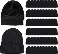 Yacht  Smith Winter Beanies Bulk Cold Weather Unisex Hat Black Faux Fur Sherpa 