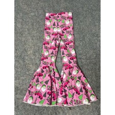 Pink Holiday Christmas Santa Toddler Girl Size 3T Bell Bottom Pants