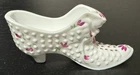 VTG FENTON MILK GLASS HAND PAINTED SIGNED STAMPED HOBNAIL SLIPPER RARE #9