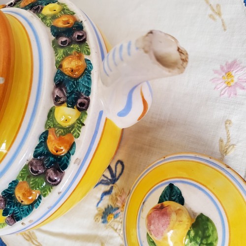 Antique Italian Ceramic Pitcher Della Robbia Majolica Fruits ITALY Whimsy As is - Picture 15 of 16