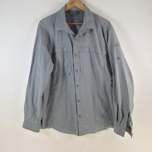 Kathmandu mens button up shirt size L grey hiking long sleeve collar 113481