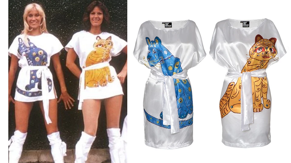 Licensed Abba Frida Agnetha Yellow Or Blue Cat Dress Costume Exact Replica