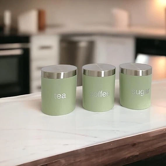 New Set of 3 Green Canisters with Airtight Lids for Tea, Coffee, Sugar Z-64
Opens in a new window or