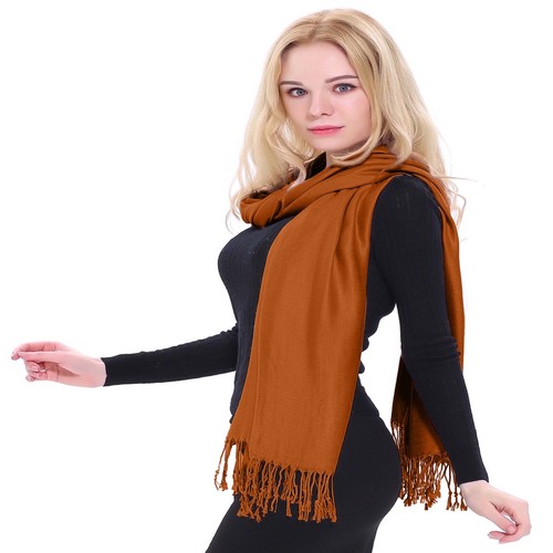 CJ Apparel Burnt Orange Solid Colour Shawl Seconds Scarf Wrap Throw Pashmina NEW - Picture 10 of 12