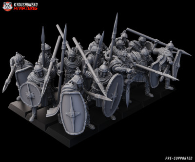 Gaelic Wood Elf Eternal Guards x15, DnD RPG Fantasy Spearmen Proxy Elf Miniature