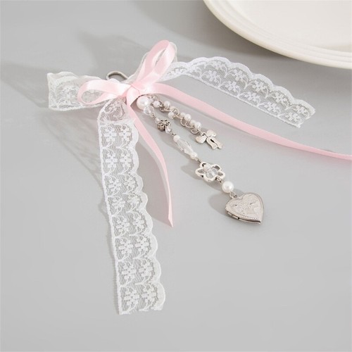Lace Bowtie Keyring Butterfly Knot Keychain Beaded Bag Pendant for Bag Daily Use - Zdjęcie 3 z 12