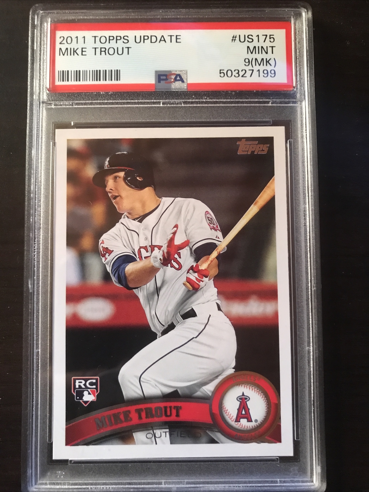 MIKE TROUT 2011 TOPPS UPDATE #175 RC ROOKIE CARD LOS ANGELES ANGELS PSA 9 MINT