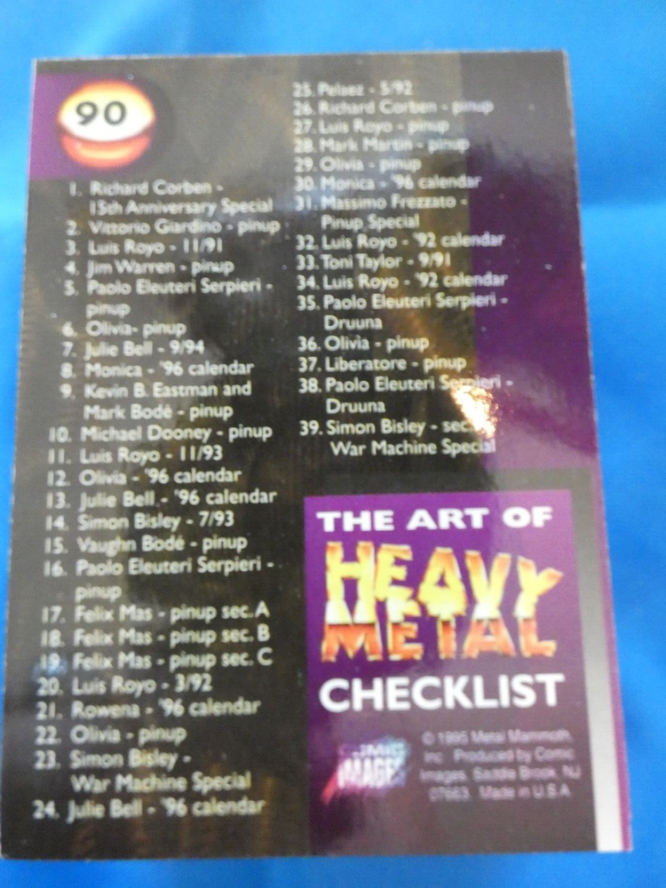 THE ART OF HEAVY METAL 90 CARD SET TRADING CARDS