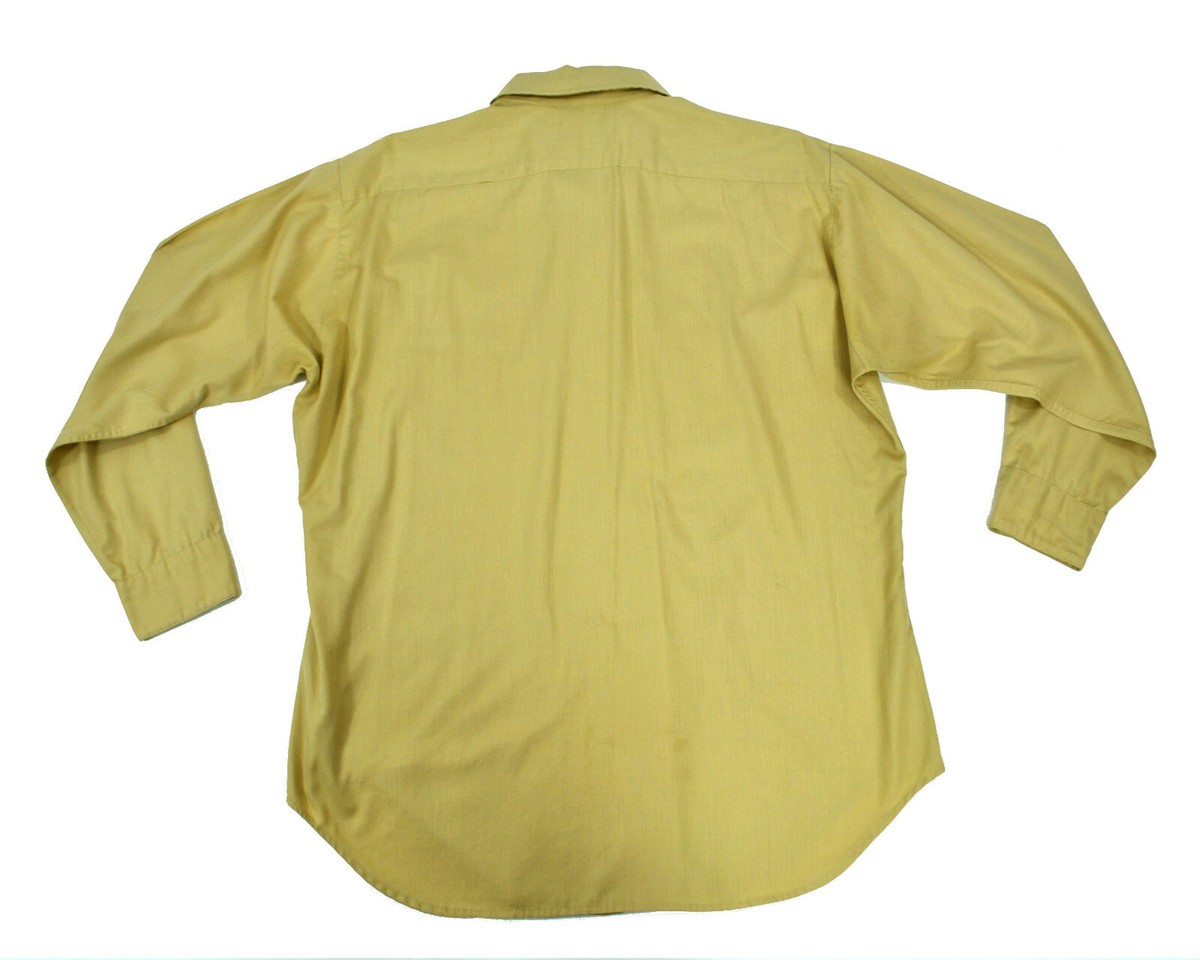 50s vtg Arrow Gabanaro Loop Collar Board L/S Shirt Large Tan