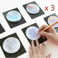 3 Pcs Star Planet Sticky Notes Memo Pad Stationery School Supplies Random