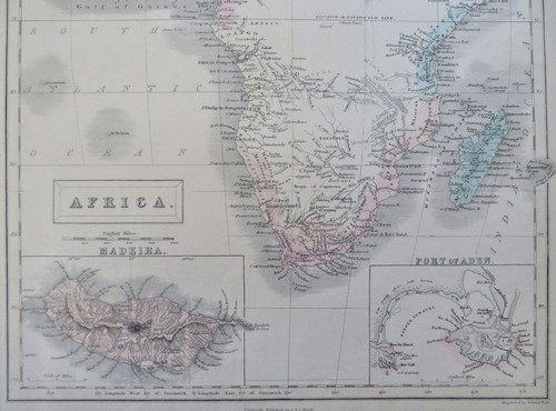 Africa Madeira Port Aden Mountains of Moon Fictional Cartography 1853 Black map - Picture 2 of 6