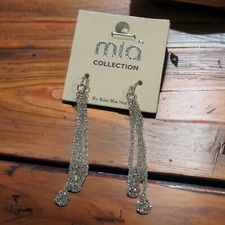 Mia collection silver dangle earrings with rhinstones