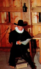 Geneva Bible Plymouth Massachusetts Postcard Plastichrome Gov Bradford Advertise