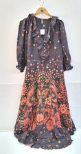 Free People Dress Talsey Floral Maxi Dress Chocolate, Size Small - RRP £188