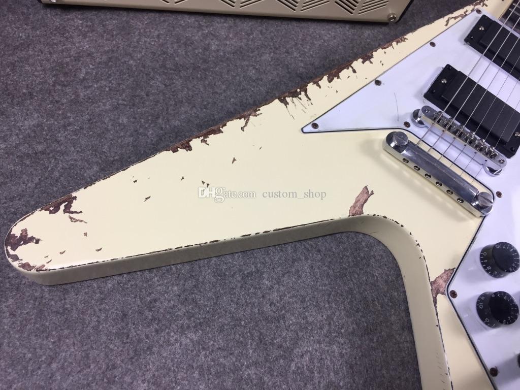 G*&様 Flying V エレキギター クリーム色 Hot Metallic White Cream