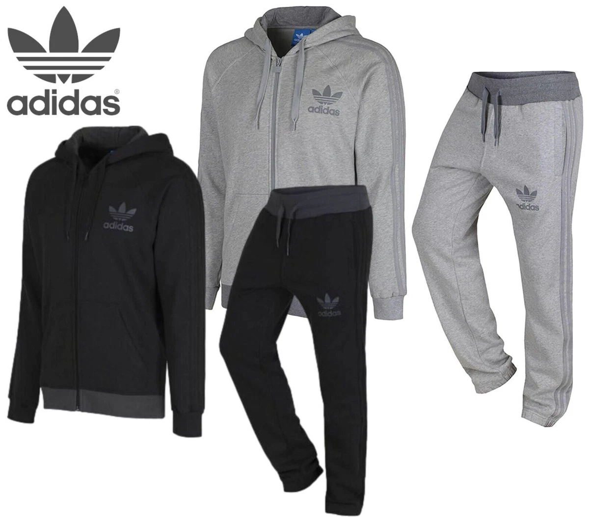 ADIDAS SPO MENS ORIGINALS HOODIE JOGGER FULL TRACKSUIT FLEECE SIZE S M L XL  | eBay