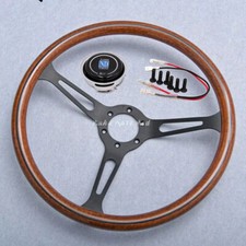 380mm 15inch Nardi Classic Steering Wheel Mahogany Wood Black Spoke
