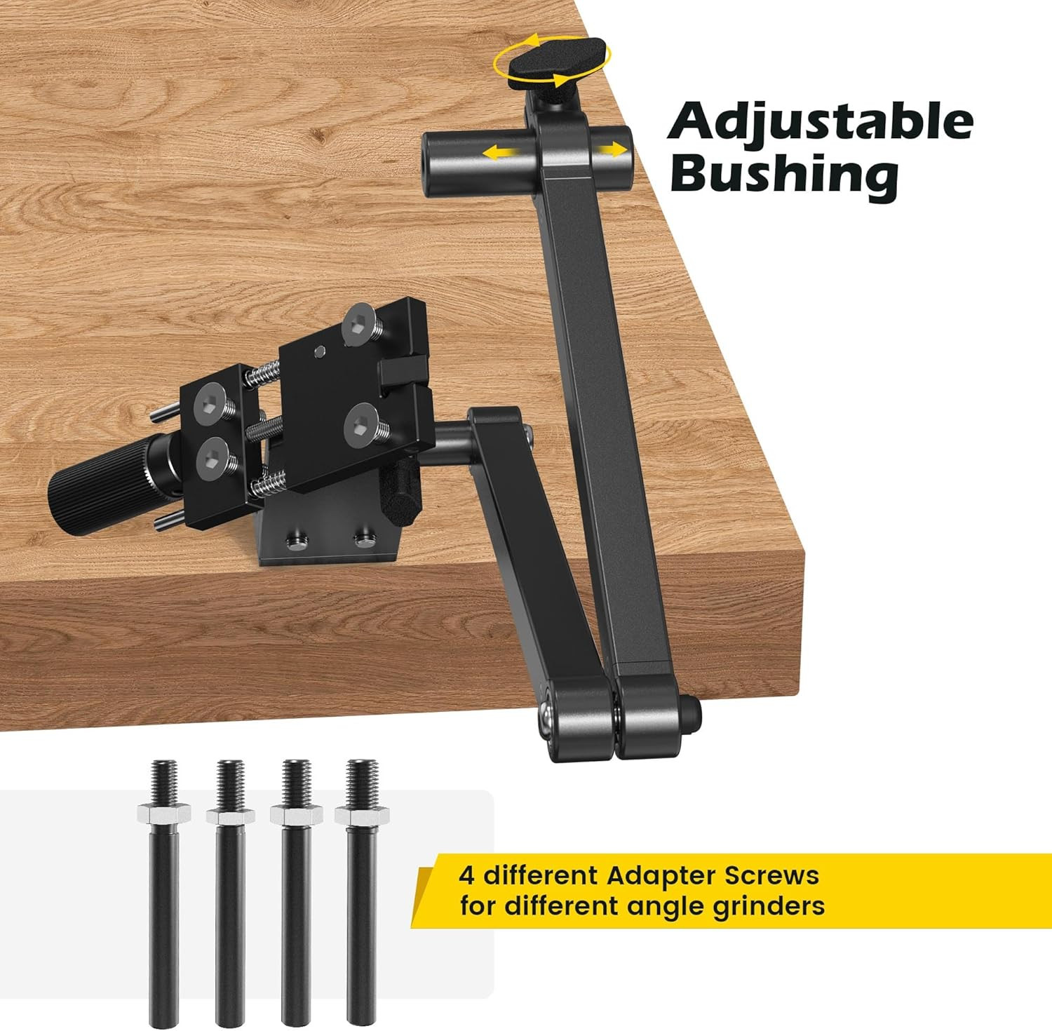 Lawn Mower Blade Sharpener with Adjustable Frame for Angle Grinder, Black