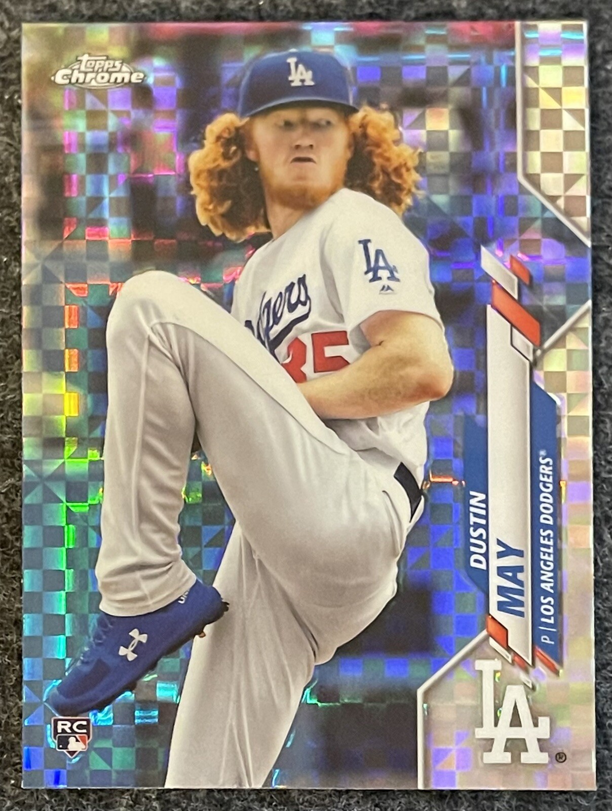 2020 Topps Chrome Prism Refractor RC #176 Rookie Dustin May Los Angeles Dodgers