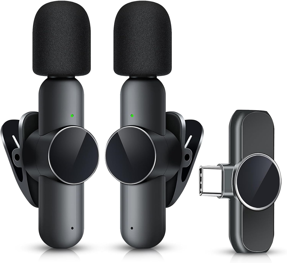2 Pack Mini Wireless Microphone Type C for Android Phone, USB C for ...