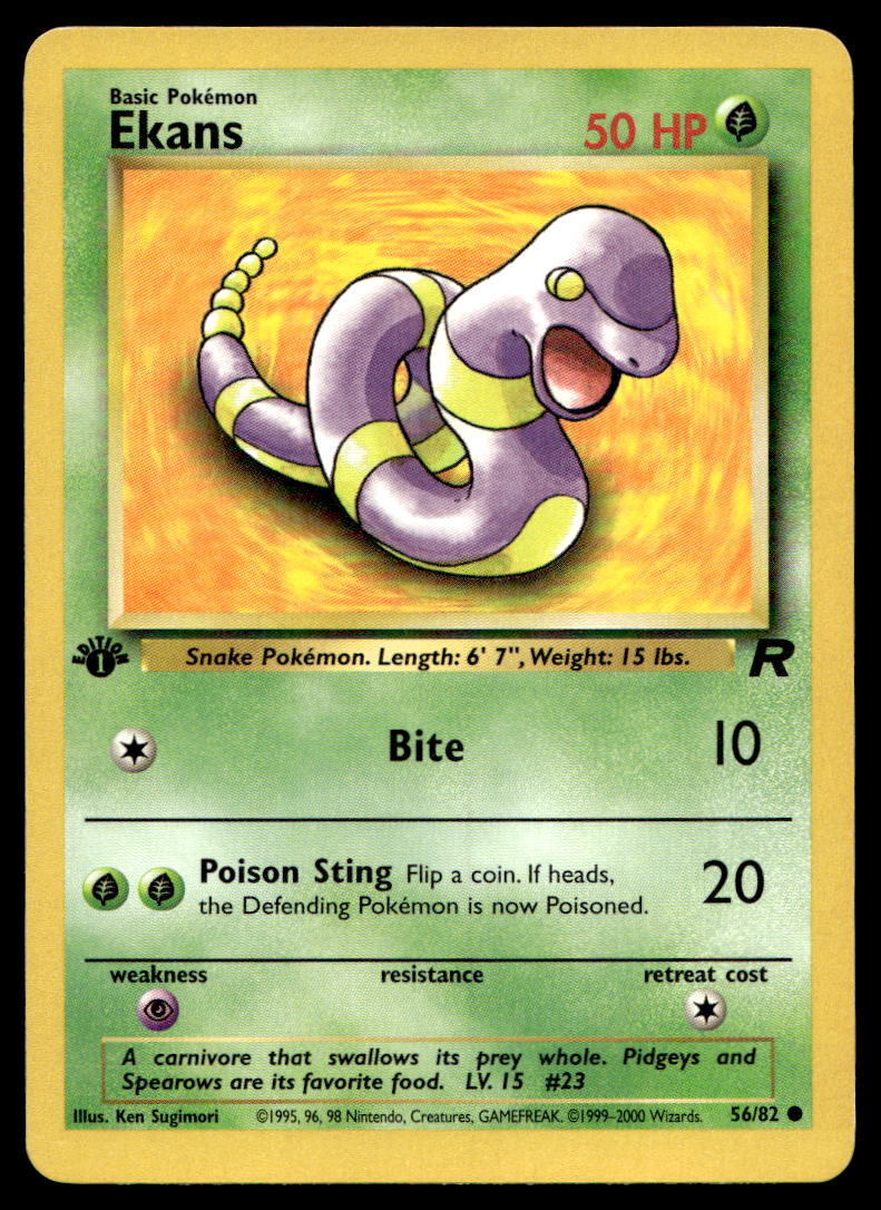 Pokemon TCG Team Rocket #56/82 Ekans 1st Edition NEAR MINT