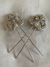 Paris by Debra Moreland Beautiful Art Deco Hairpin Pearl Crystal Bridal Evening