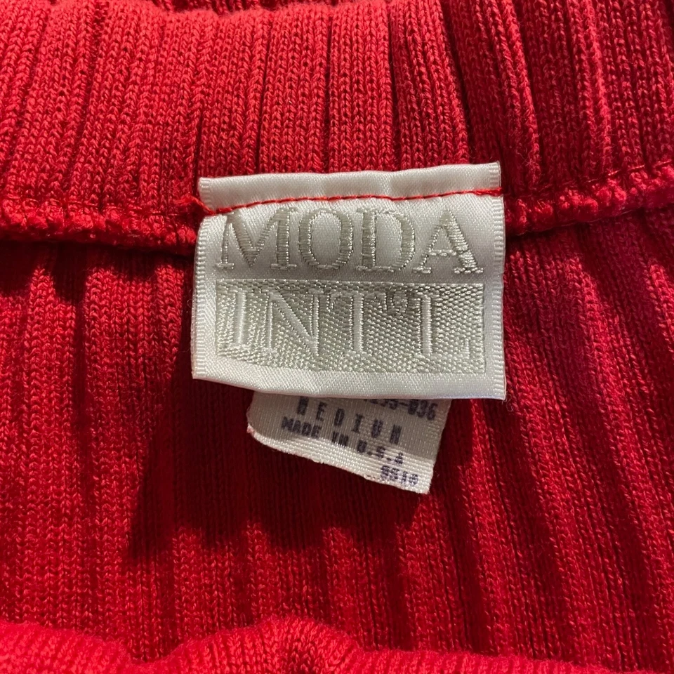 Falda lápiz acanalada de algodón Moda International para mujer talla mediana roja Foto 2 de 4