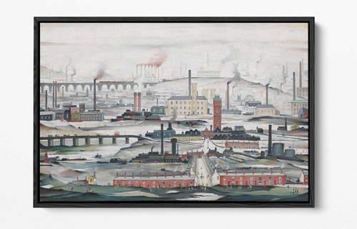 LS LOWRY PAISAJE INDUSTRIAL - EFECTO FLOTANTE LONA ARTE PARED IMPRESIÓN - BLANCO - Imagen 5 de 12
