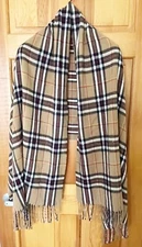 Soft Brown Plaid Shawl Scarf Pashmina Winter Wrap Lightweight Cozy Fall Autumn