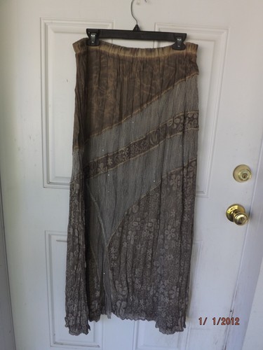 Chico's, Olive Green Decorative Poly/Cotton Long Skirt, size 2 - 第 1/3 張圖片