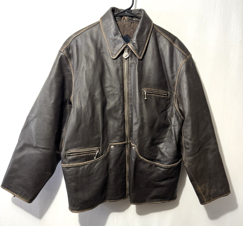 Vintage Winlit 1969 Leather Coat Jacket Size Large Brown Good Condition - Picture 2 of 9
