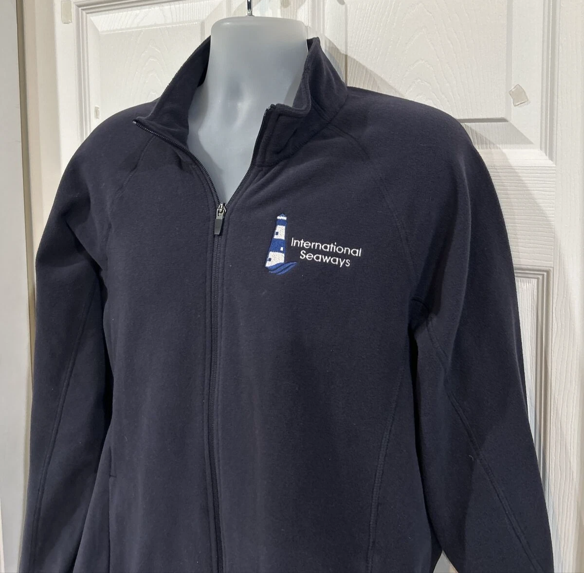 Outfitters Lands' End Mens XL Full Zip Fleece Jacket International Seaways Logo