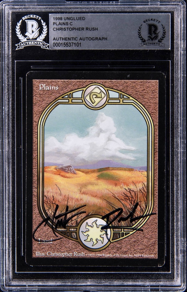 1998 Magic: The Gathering Plains Unglued Christopher Rush Signed