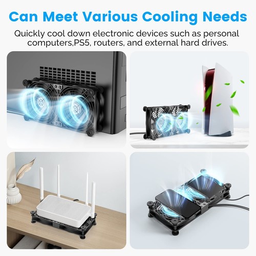 120mm 5V USB Powered PC Router Dual Cooling Fans w/Speed Controller - Afbeelding 6 van 8