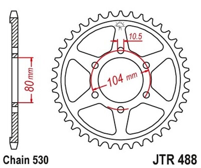 Steel Rear Sprocket - 42 Tooth 530 JT JTR488.42 For ZX9R Steel Rear Sprocket - 42 Tooth 530 JT JTR488.42 For ZX9R
