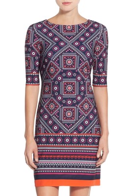 border print shift dress