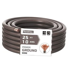 Wire, 25 Feet Power Ground Cable, Primary Automotive Wire, 10 Gauge Black