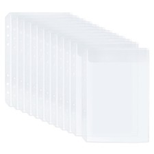 A5 Binder Single Pocket, 12 Pack PVC Zipper 6 Holes Binder Pouch, Clear