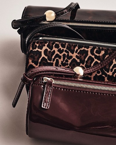 J.Crew Bordeaux Mini Pencil Barrel Shoulder Bag in Brown Leopard Calf Hair NWT - Picture 4 of 6