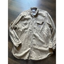 Carhartt FR Mens Flame Resistant Work Shirt Khaki Tan XL FRS003 KHI HRC 2 NFPA