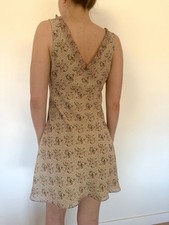 Vintage Express Tan Floral Summer Mini Dress
