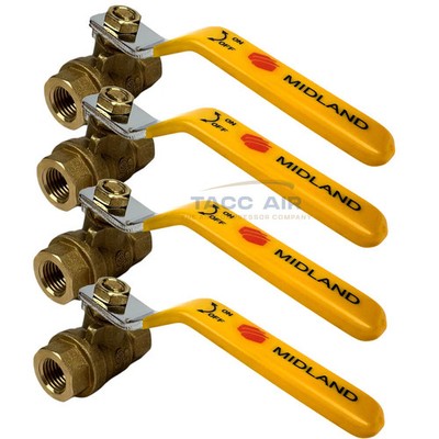 4 PC 1/4'' NPT Brass Ball Valve Full Port Shut-Off Valve CSA Approved 600psi WOG