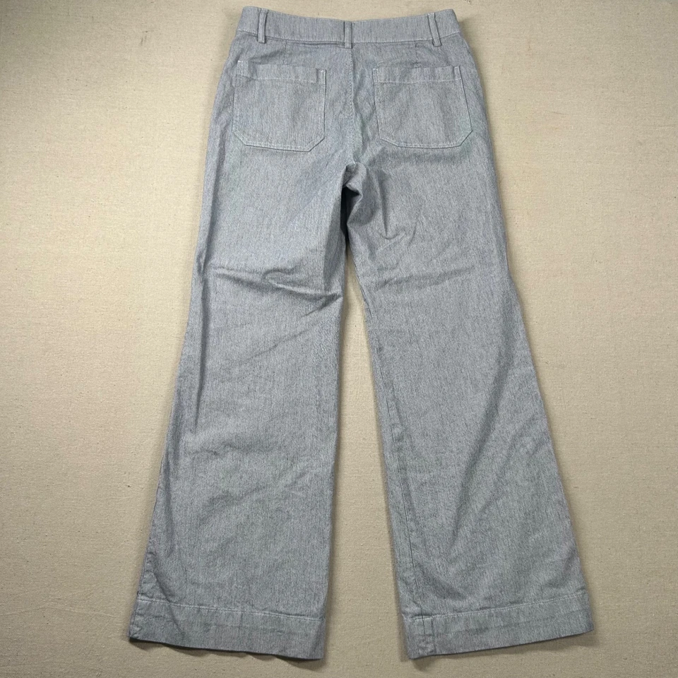 Pantalones J Crew Mujer 29 Pierna Ancha Marinero Tiro Alto Náutico Pin Rayas Chino Retro Foto 2 de 4