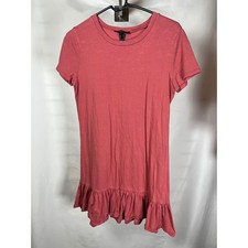 Forever 21 Womens Pink Short Sleeve Ruffle Hem T-Shirt Mini Dress Size M